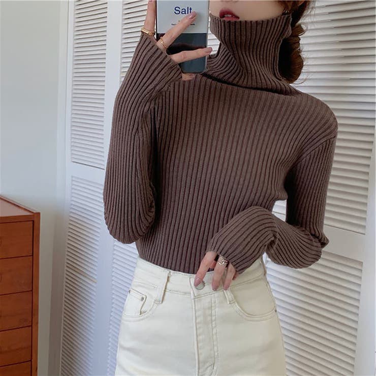 タートルネックロングスリーブリブニット【韓国ファッション】 | Girly Doll | 詳細画像28 