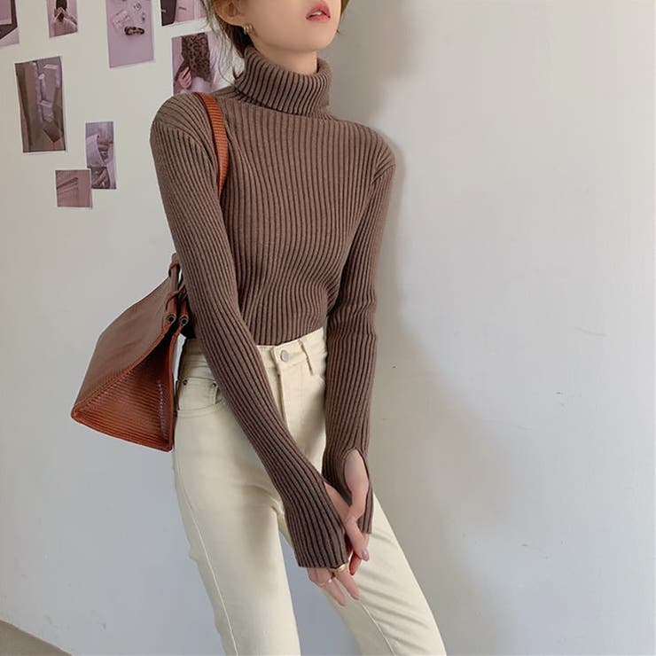 タートルネックロングスリーブリブニット【韓国ファッション】 | Girly Doll | 詳細画像29 