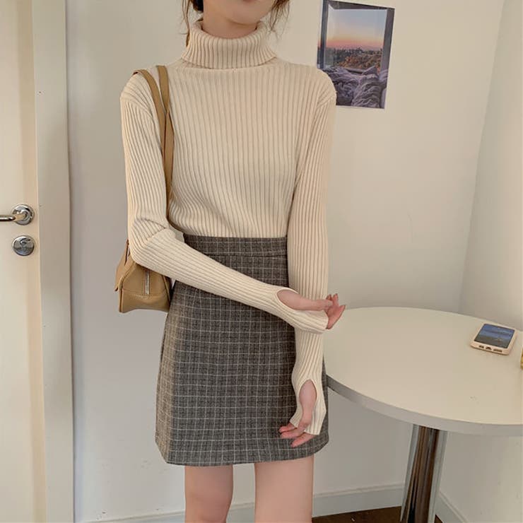 タートルネックロングスリーブリブニット【韓国ファッション】 | Girly Doll | 詳細画像33 