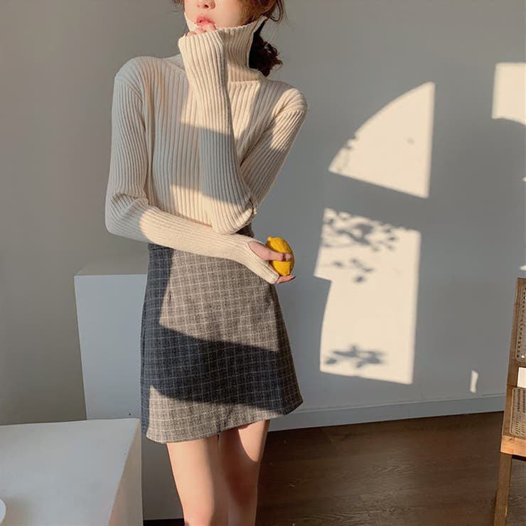 タートルネックロングスリーブリブニット【韓国ファッション】 | Girly Doll | 詳細画像34 