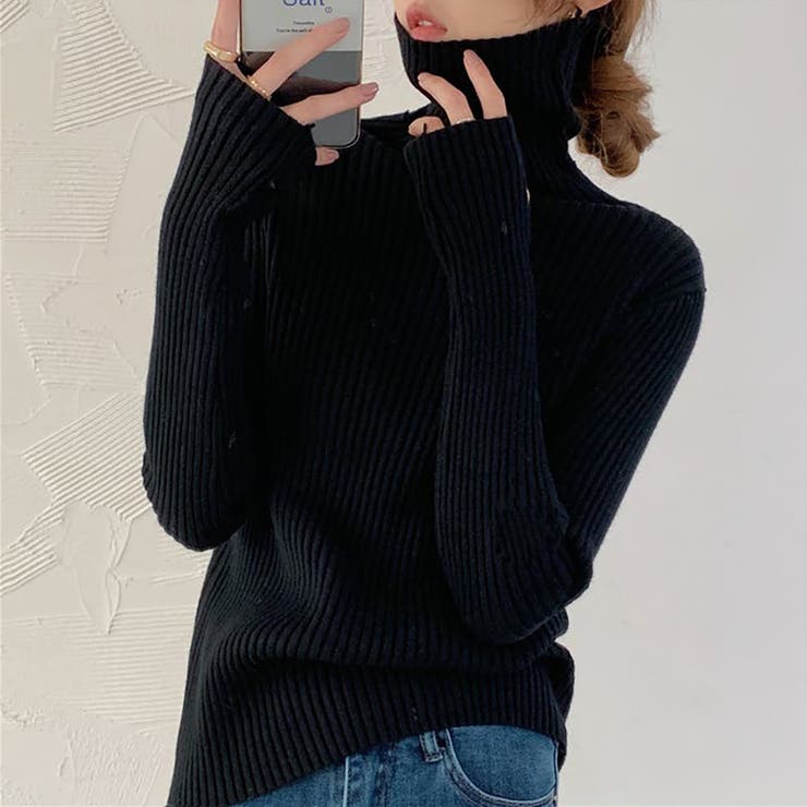 タートルネックロングスリーブリブニット【韓国ファッション】 | Girly Doll | 詳細画像45 