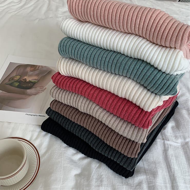 タートルネックロングスリーブリブニット【韓国ファッション】 | Girly Doll | 詳細画像48 