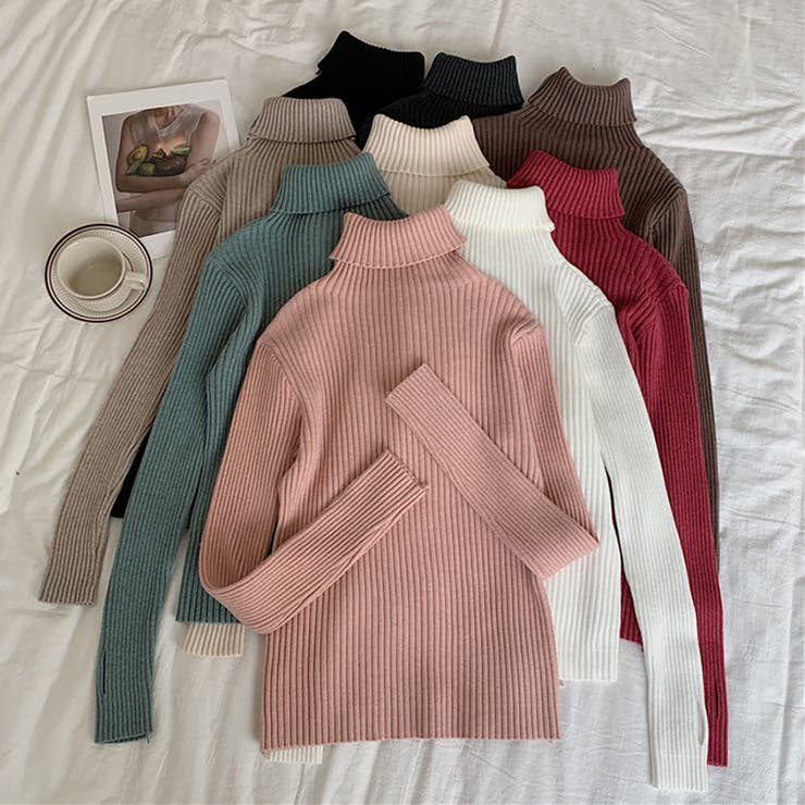 タートルネックロングスリーブリブニット【韓国ファッション】 | Girly Doll | 詳細画像49 
