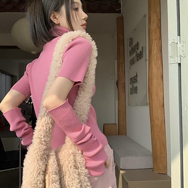 タートルネックニット＆アームウォーマー【韓国ファッション】[品番