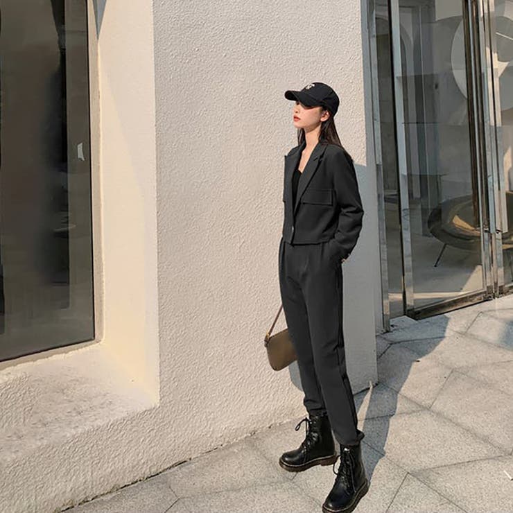 ツーピースセット ショートジャケット＆スラックスセットアップ[品番