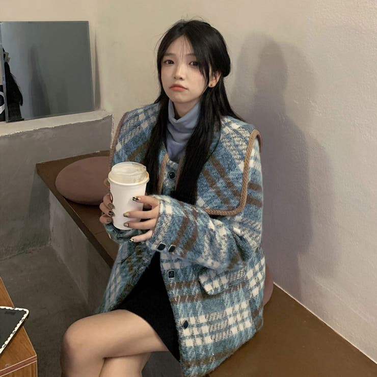 【Doll up】チェック柄コート Doll up】チェック柄コート