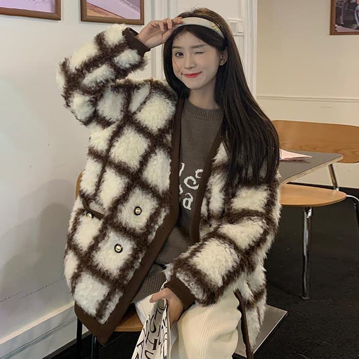 Saint Laurent AW18 チェック　ウール　ボア　コート Saint Laurent AW18 チェック ウール ボア コート