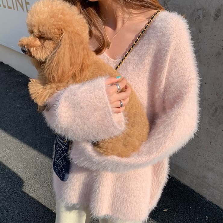 Vネックシャギーニット【韓国ファッション】 | Girly Doll | 詳細画像6 