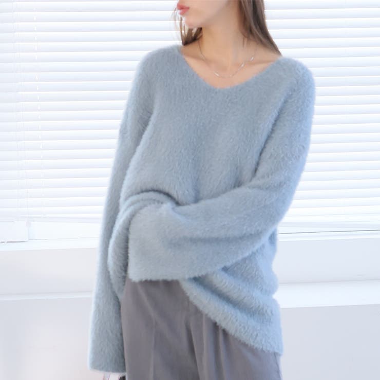 Vネックシャギーニット【韓国ファッション】 | Girly Doll | 詳細画像16 