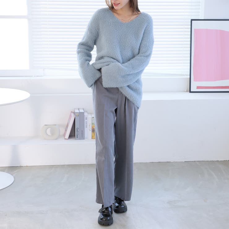 Vネックシャギーニット【韓国ファッション】 | Girly Doll | 詳細画像17 