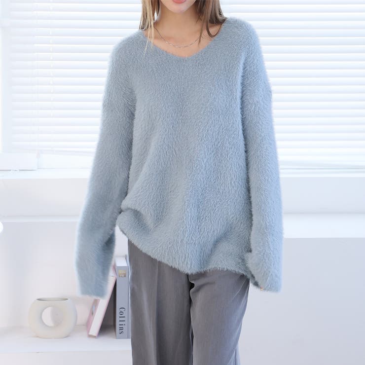 Vネックシャギーニット【韓国ファッション】 | Girly Doll | 詳細画像18 