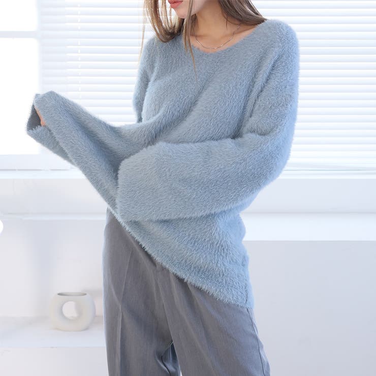 Vネックシャギーニット【韓国ファッション】 | Girly Doll | 詳細画像19 