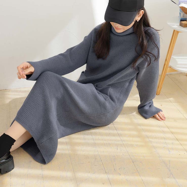 タートルネックロングニットワンピース【韓国ファッション】 | Girly Doll | 詳細画像30 