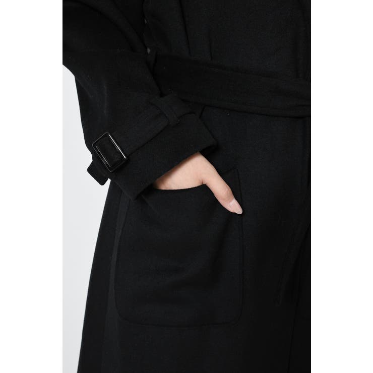 極美品✨'21年 セオリー ELIZABETTA ノーカラーロングコート ベルト EMMEL REFINES＞EM ベルテッドフレア ロングコート