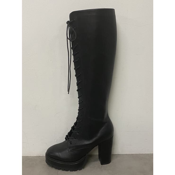EGOISTエゴイストレースアップロングブーツ EGOIST（エゴイスト） ブーツ フェイクレザーレースアップロングブーツ