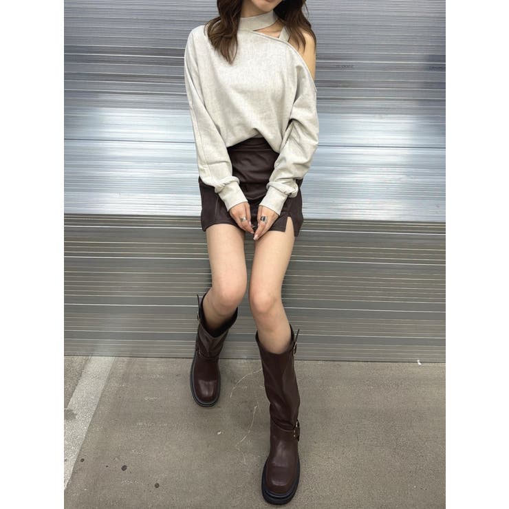 裾スリットフェイクレザーミニスカート | EGOIST | 詳細画像4 