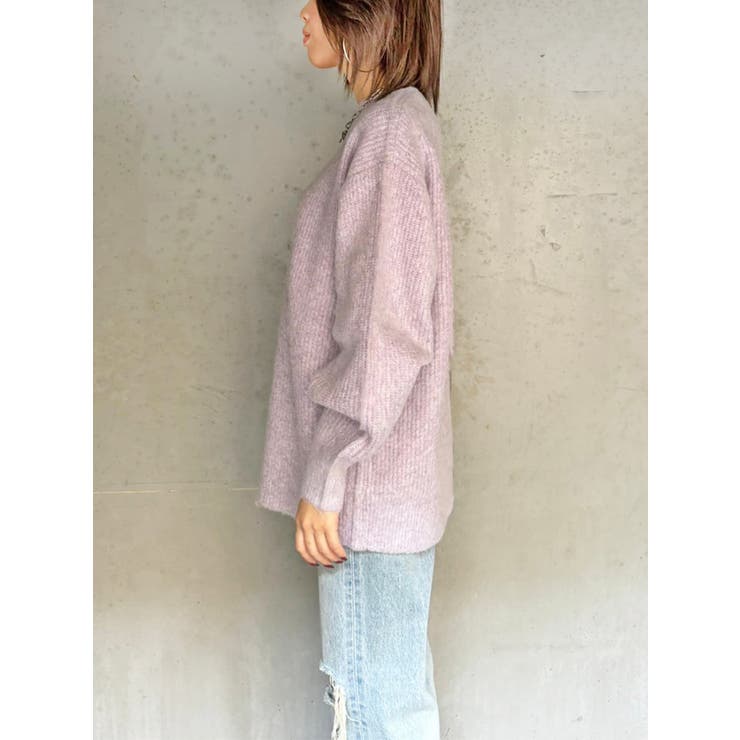 ICHI Antiquites シャギー ニット ロング カーディガン 黒 F