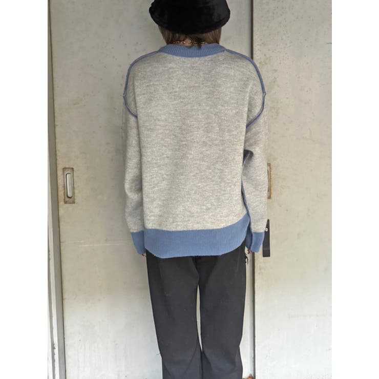 リバーシブル配色ニットトップス[品番：EO000006183]｜EGOIST