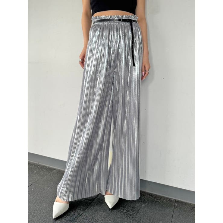 SILVER | シャイニープリーツワイドパンツ | EGOIST