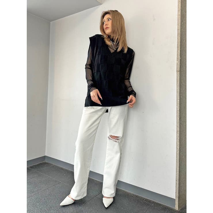 美品✨グレースクラス ブロックチェックニットベスト ジレ