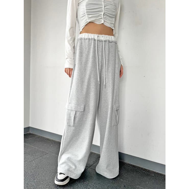 GRAY | コントラストトリムスウェットカーゴパンツ | EGOIST
