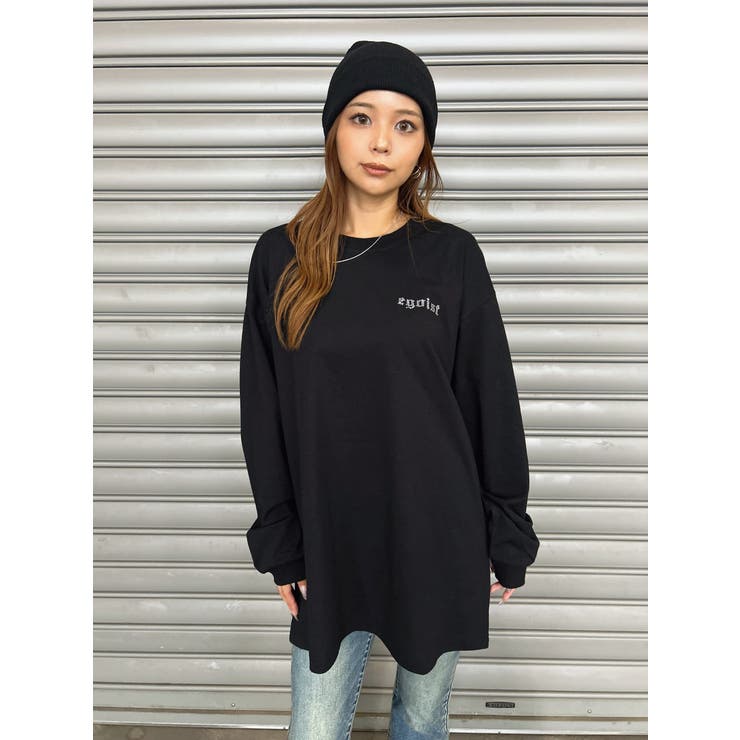 BLACK | ラインストーンロゴユニセックスロンT | EGOIST