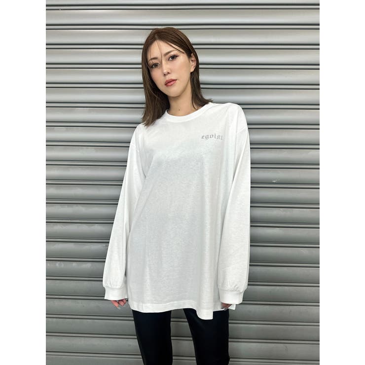 WHITE | ラインストーンロゴユニセックスロンT | EGOIST