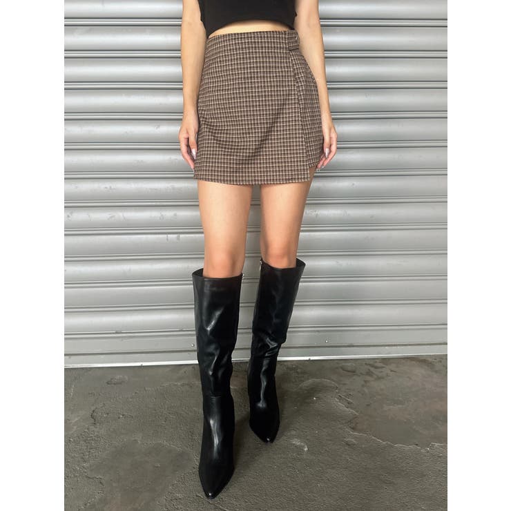 MIX | ラップデザインチェックタイトミニスカート | EGOIST