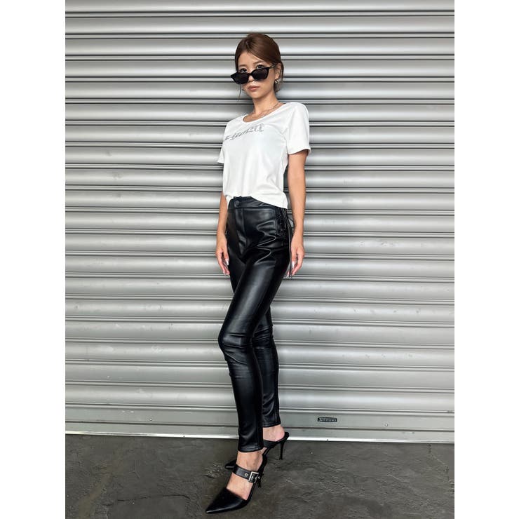 BLACK | サイドデザイン フェイクレザースキニーパンツ | EGOIST