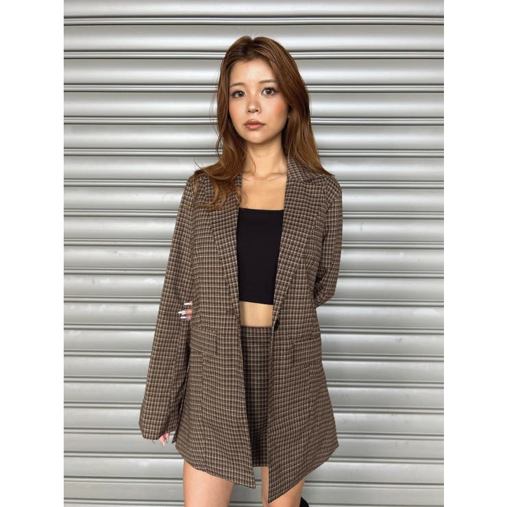MIX | フレアスリーブチェック柄シングルジャケット | EGOIST