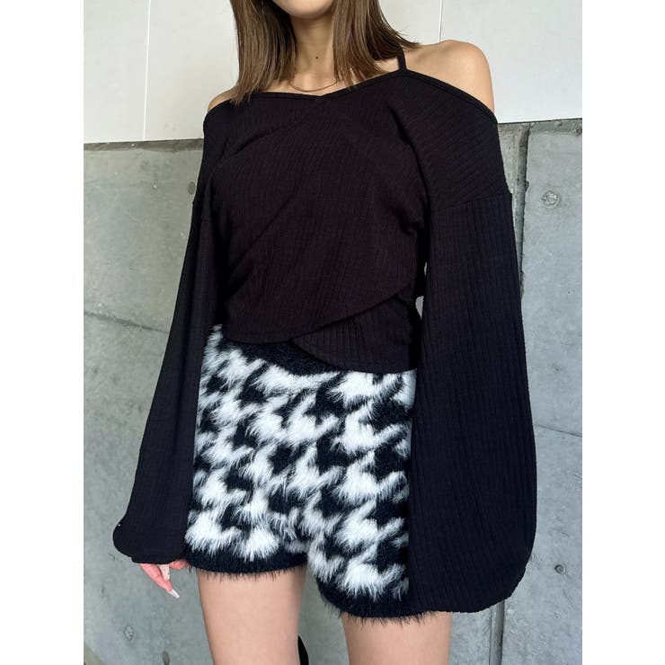 千鳥柄シャギーニットショートパンツ | EGOIST | 詳細画像1 