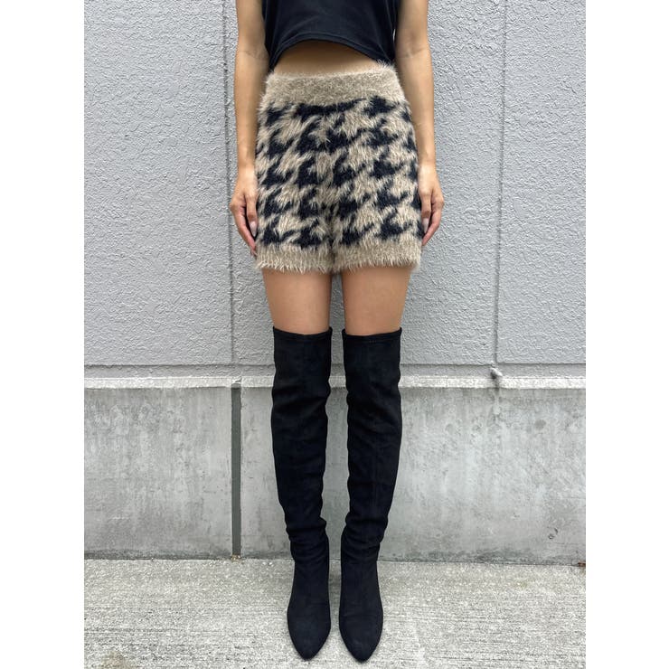 BEIGE | 千鳥柄シャギーニットショートパンツ | EGOIST