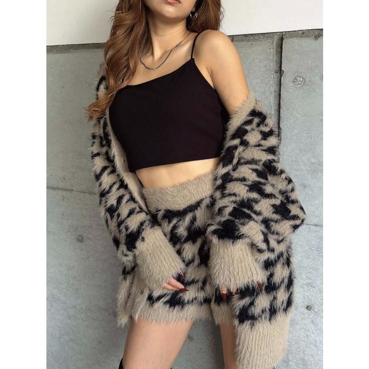 千鳥柄シャギーニットカーディガン | EGOIST | 詳細画像1 