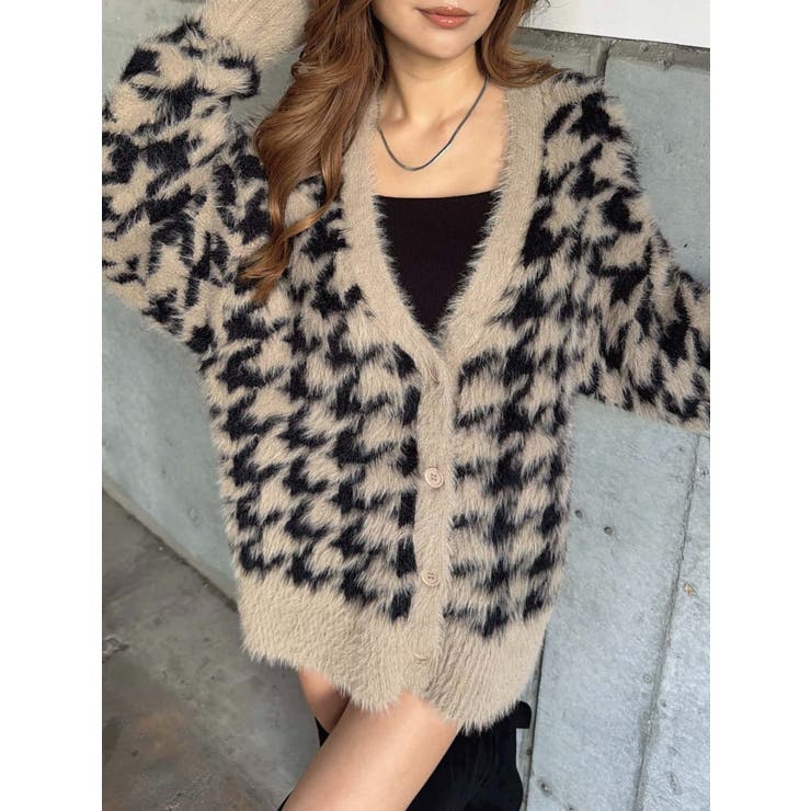 千鳥柄シャギーニットカーディガン | EGOIST | 詳細画像3 