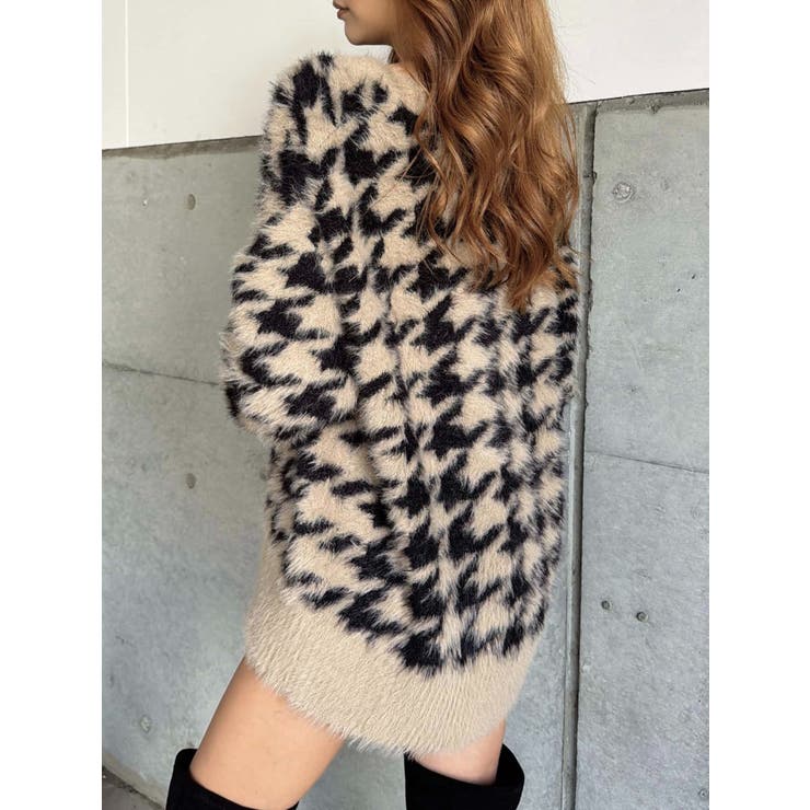 千鳥柄シャギーニットカーディガン | EGOIST | 詳細画像4 