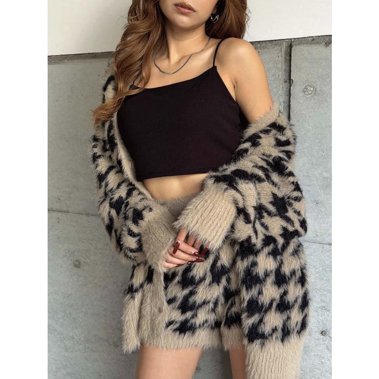 BEIGE | 千鳥柄シャギーニットカーディガン | EGOIST