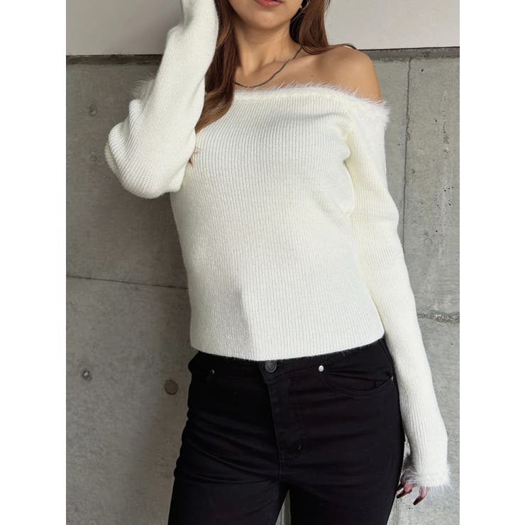 端シャギータイトオフショルニットトップス | EGOIST | 詳細画像1 