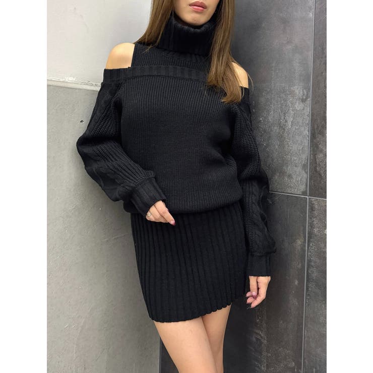 肩開きケーブルミニワンピース | EGOIST | 詳細画像1 