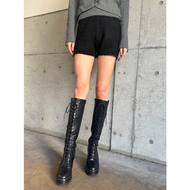 プレート付ラメニットショートパンツ | EGOIST | 詳細画像1 