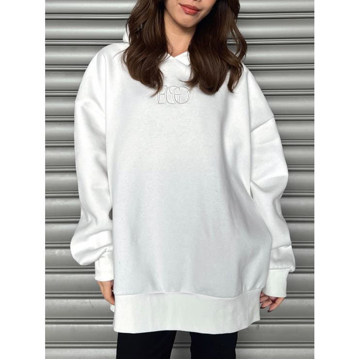 WHITE | ラインストーンフードトップス | EGOIST