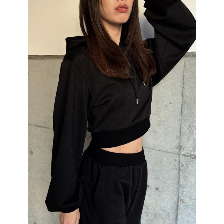 フードロゴラメ裏毛トップス | EGOIST | 詳細画像2 