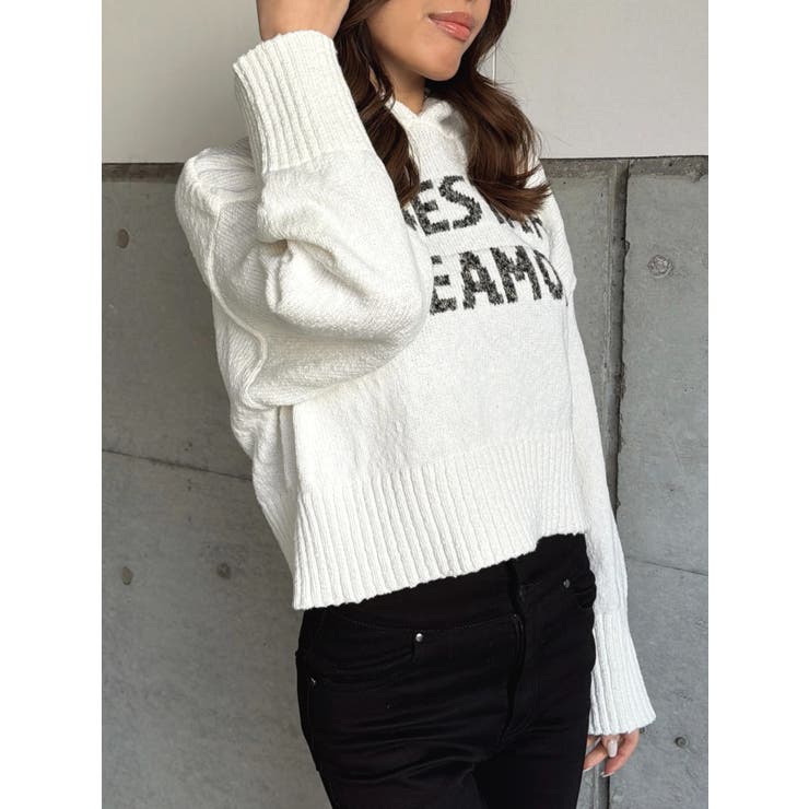 ロゴフード短丈ニットトップス | EGOIST | 詳細画像2 