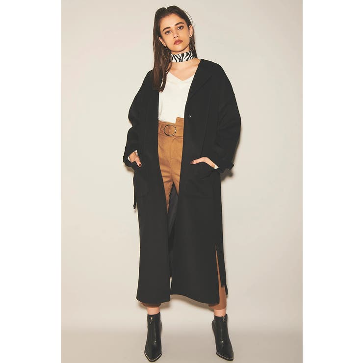 ベルト付ノーカラーマキシコート[品番：EO000005082]｜EGOIST