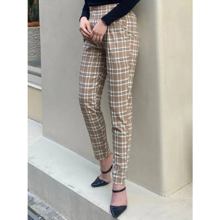 BEIGE | オーバーチェック柄テーパードパンツ | EGOIST