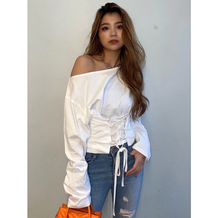 WHITE | ウエストレースアップトップス | EGOIST