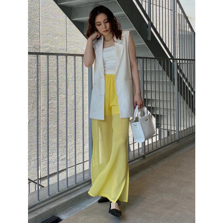 UN3D.（アンスリード）の「SHEER LAYERED PT【セットアップ着用可能