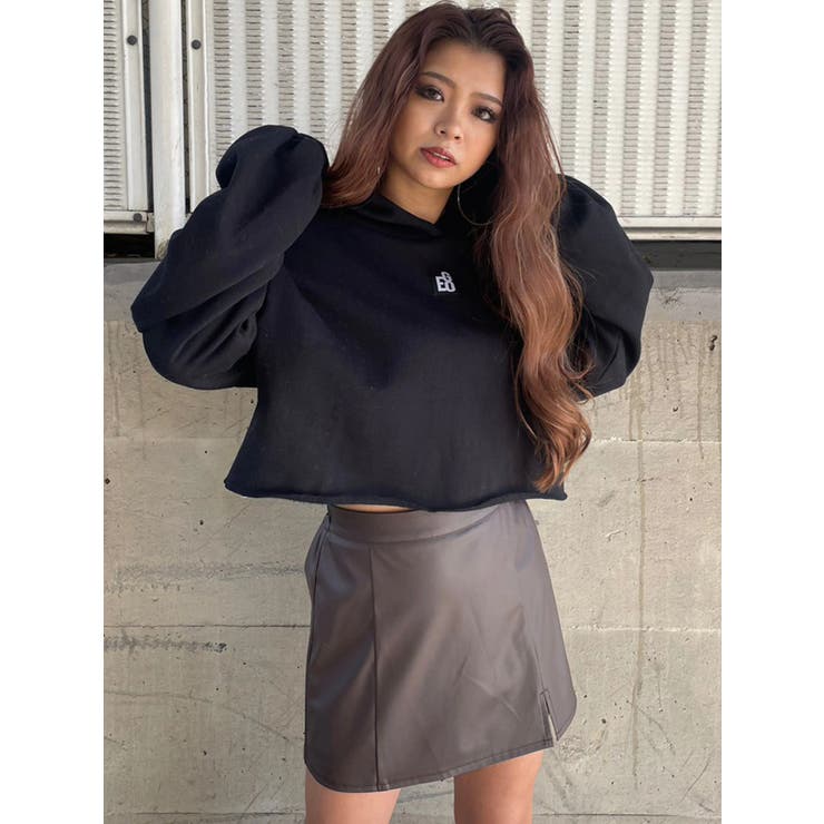 BLACK | EGOピスネームショートパーカー | EGOIST