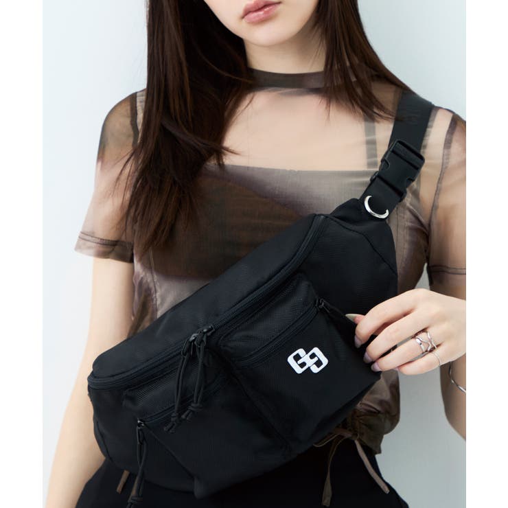 ブラック | GYDA(ジェイダ)ボディバッグ 缶バッジ付き GY-B443 カジュアル | ELGAES