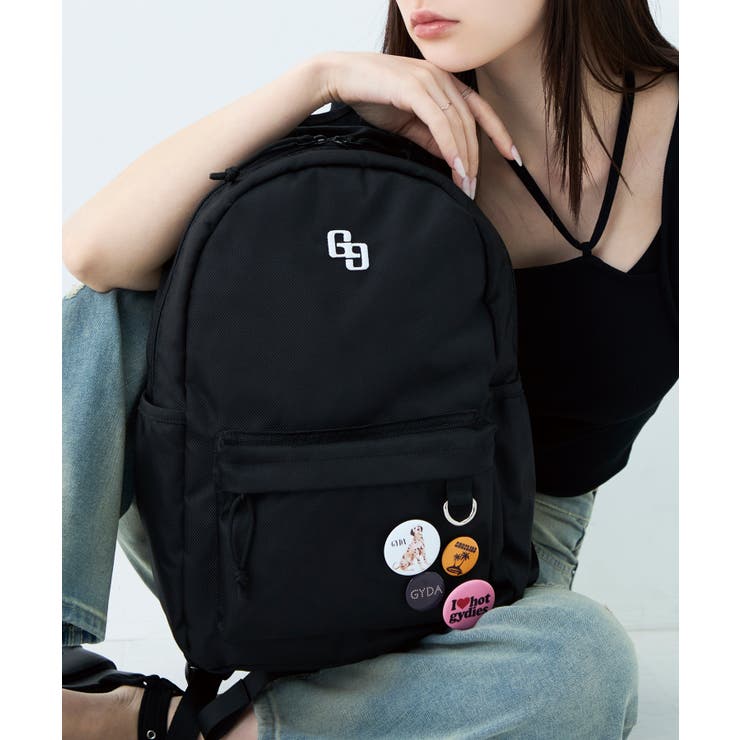 ブラック | GYDA(ジェイダ)バックパック 缶バッジ付き GY-B445 カジュアル | ELGAES