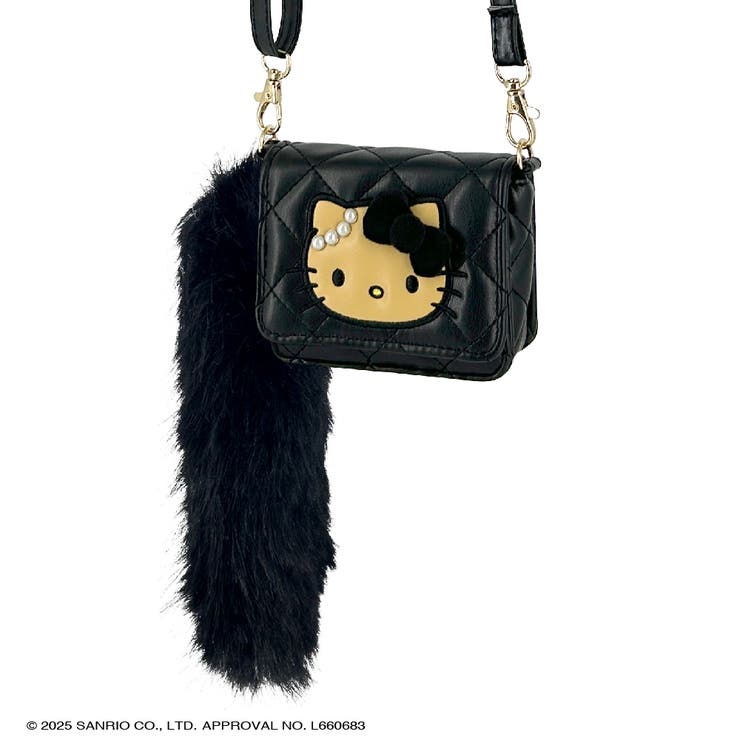 ブラック | ハローキティ しっぽファー付きミニウォレットショルダー | ELGAES